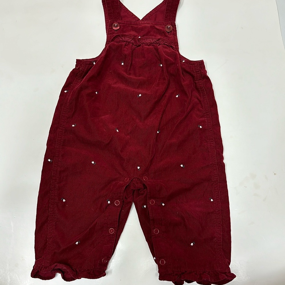 Janie and Jack corduroy floral ruffled overalls jumper 3-6 months